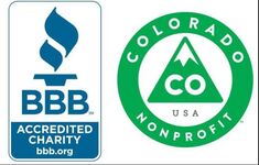 BBB accredited charity logo. Colorado Nonprofit logo.
