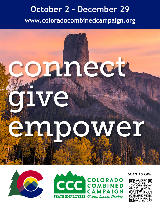 2023 CCC Resource Guide Cover featuring Chimney Rock at dusk behind birch trees with golden leaves.